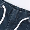 Women's Fashion Casual Pencil Pant Solid Color Elastic Waist Pocket Tie Jeans