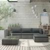 5 Piece Garden Lounge Set with Cushions Poly Rattan Grey