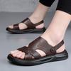 2025 Sandals Men's Summer New Cowhide Casual Beach Shoes Men's Leather Soft-soled Dad Slippers Men's Non-slip