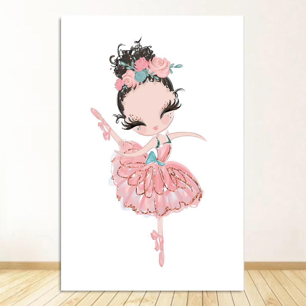 Маленькая принцесса балерина холст плакат розовый лебедь принт живопись детская настенная живопись плакаты балетная девушка картина декор детской комнаты