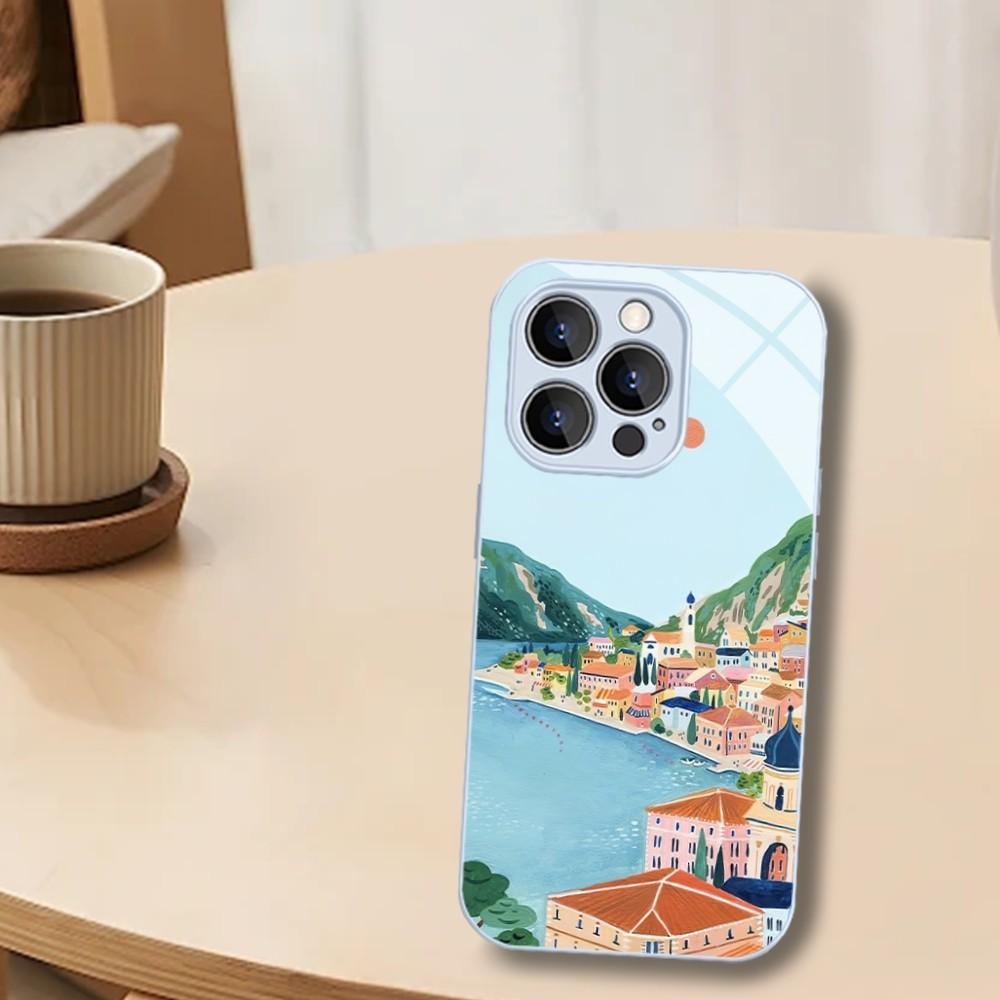 Чехол для телефона Landscape Nordic Barcelona Budapest Gardasee для iPhone Mini 11 12 13 14 Pro XS Max X Plus SE XR Закаленное стекло