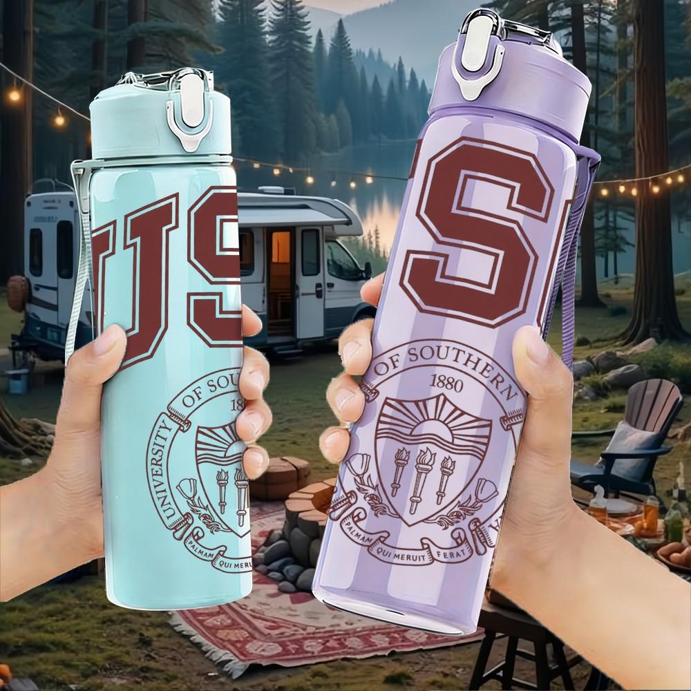 1PC USC University 750ml sports water bottle leakproof straw lid outdoor office home