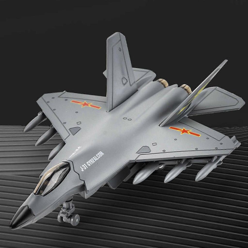 Pull Back Airplanes Toy Diecast Aircraft Metal Fighter Jet Bombers with Display Rack Kids Toy Collection Gift Black
