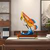Aris & Juno Hand-Painted Copper Golden Arowana Sculpture with Coins, Traditional Chinese Wealth Symbol Statue, Feng Shui Office Desk Home Prosperity
