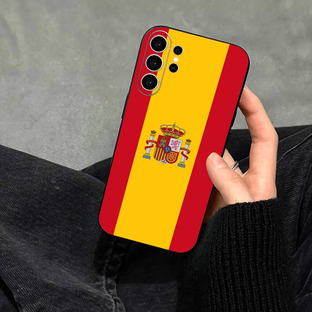 Чехол для телефона S-Испания Испанский флаг Арт Для Samsung S25,S24,S21,S22,S23,S30,Ultra,S20,Plus,Fe,Note,10,9,5G Черный