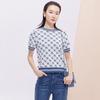 JESSIE Women's Color-block Jacquard Short Sleeve Knit Top