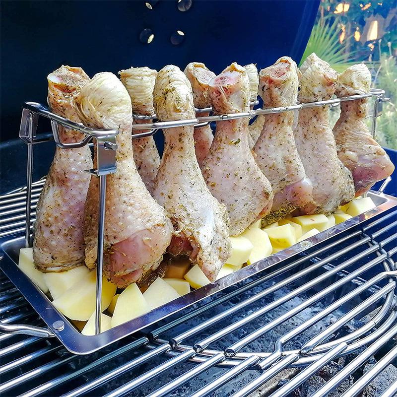 Портативная подставка для жарки куриных ножек из нержавеющей стали с основанием