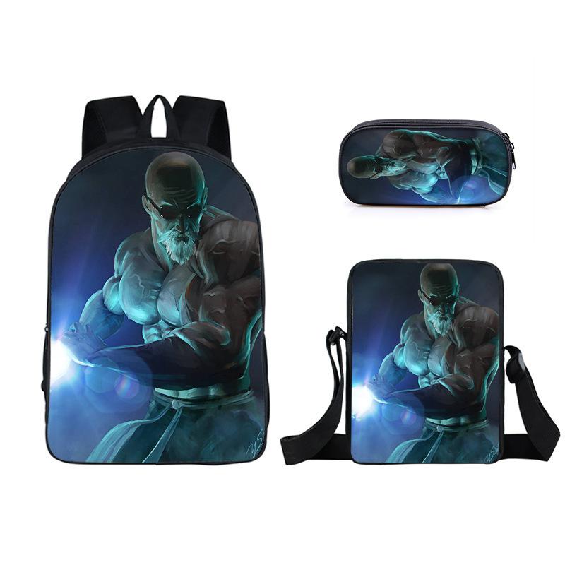 Анимационный рюкзак семь драконьих жемчужин, школьный ранец для начальной и средней школы, ранец, сумка через плечо, набор из трех предметов: пенал