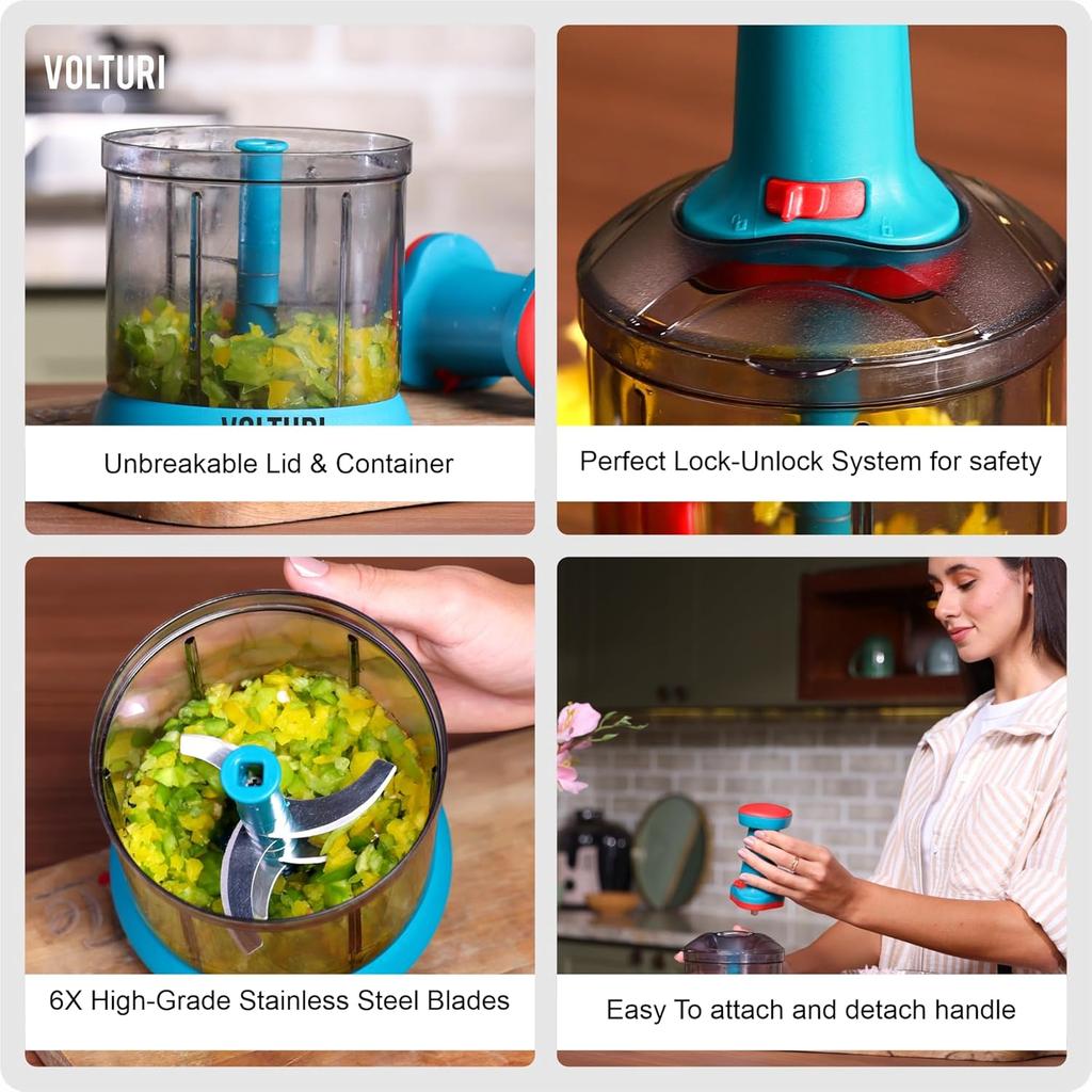 Чоппер для кухни, Ручной чоппер с 5 лезвиями, Овощерезка (А-1000 МЛ)