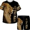 Kids Cute Animal Lion The King 3D Printed Tops Trousers Set Boys Girls Tees/Shorts/Suit Summer Street Style Clothing Tracksuit