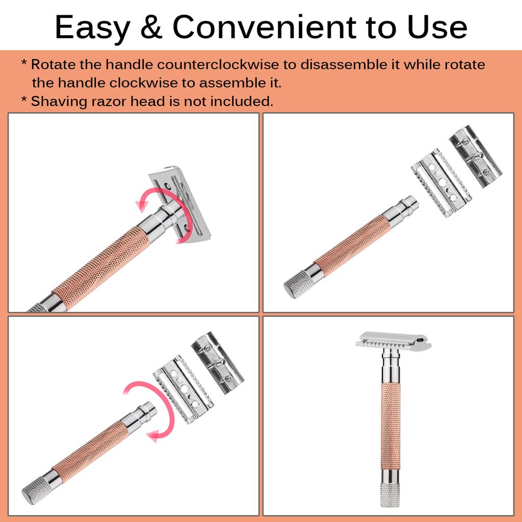 Ручка для бритья для бритвы с двойным лезвием, безопасная бритва для бороды из нержавеющей стали, сменная бритва