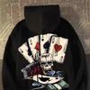 Autumn Men Pullover Hoodie Oversized Sweatshirt Fashion Loose Skeleton Poker Print Long Sleeve Couple Clothes