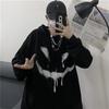 Готическая толстовка большого размера, черная Harajuku, эмо, графический пуловер в готическом стиле, женская осенняя уличная толстовка в стиле гранж, женская