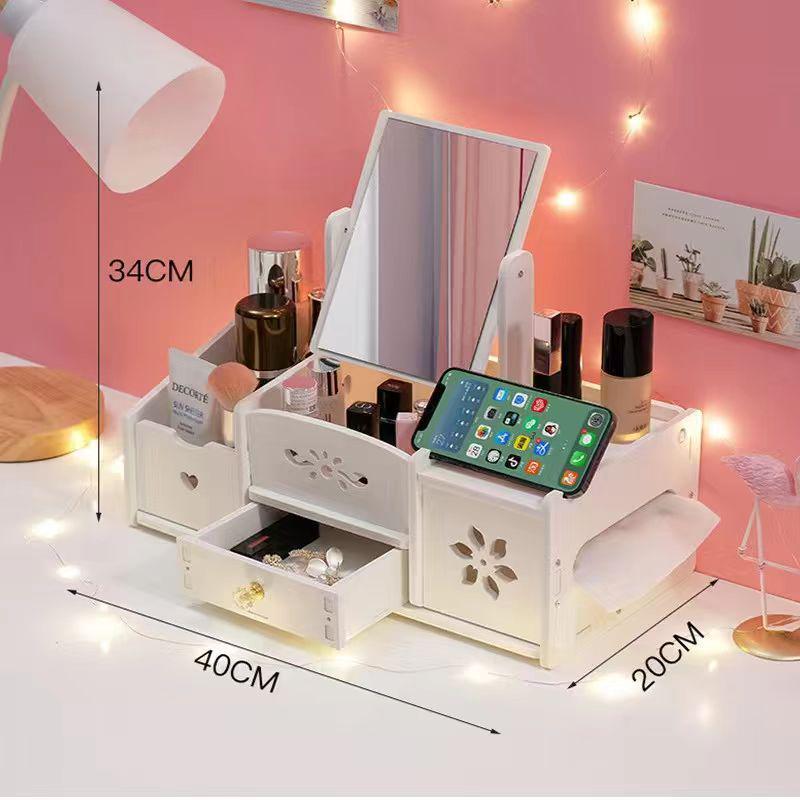 Multifunctional Drawer Makeup Mirror & Skincare Organizer