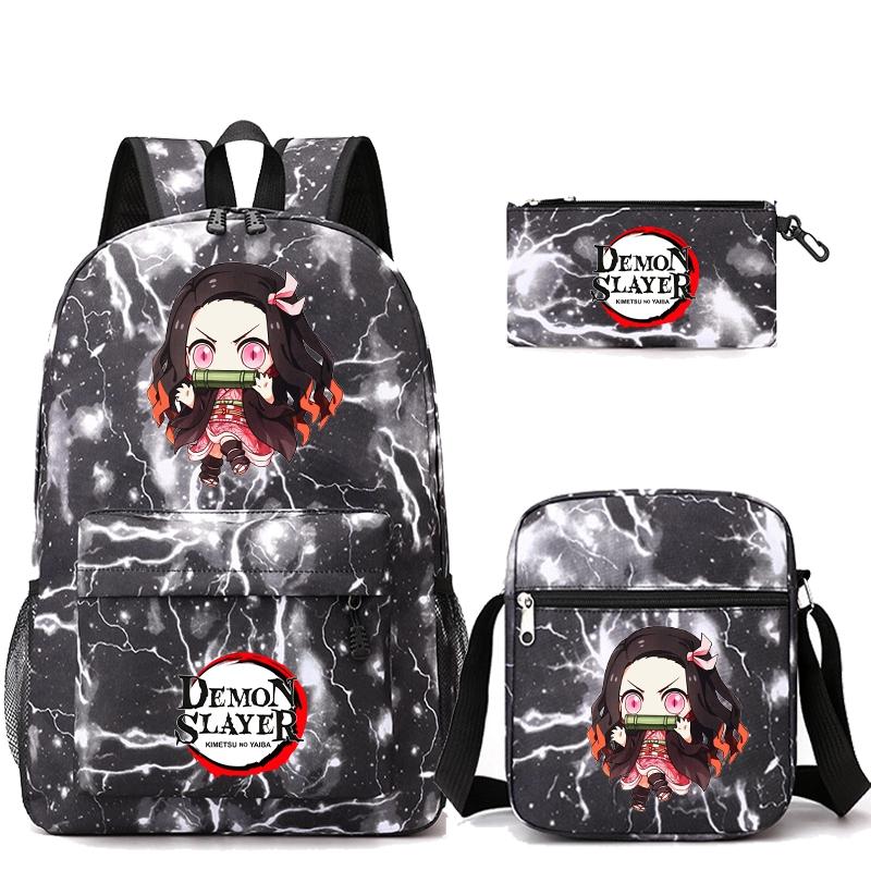3 шт./компл. рюкзак «Убийца Демонов» в стиле аниме с сумкой на плечо, пенал для мальчиков и девочек, школьная сумка для книг, мужская и женская дорожная сумка