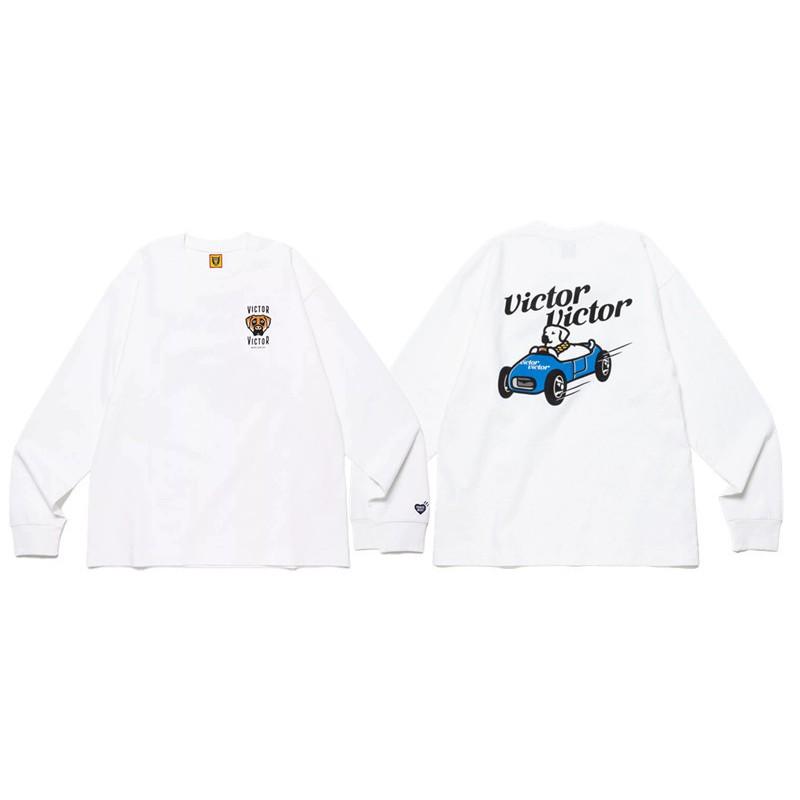 Japanese Vintage Long Sleeve T-Shirt Cartoon Animal Print Loose Fit Teens