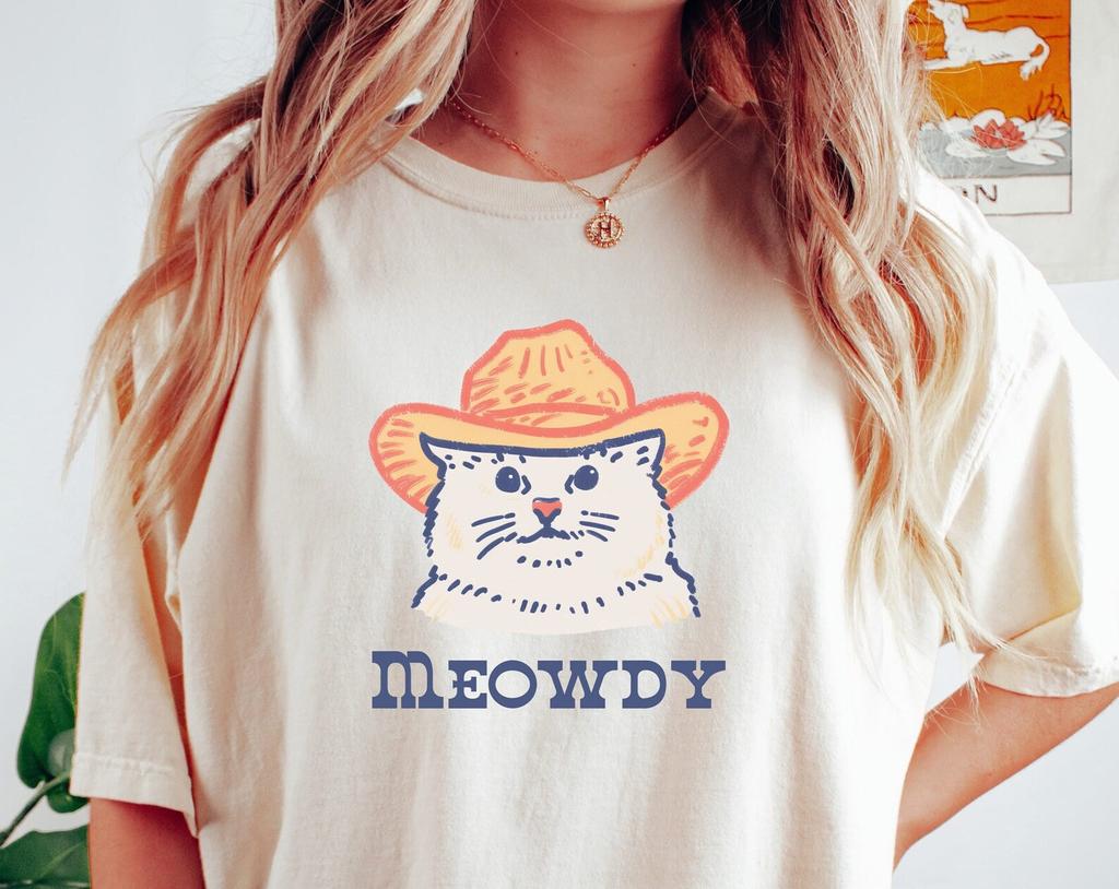 Cowboy Cat Shirt, Comfort Colors Meowdy Shirt, Cat Lover Gift, Funny Meme Tshirt, Cowboy Cat Shirt, Kitty Tee, Cat Owner Clothing Gift