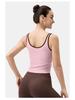 Женский летний рубчатый топ-ками для йоги из лайкры с нагрудными вкладышами