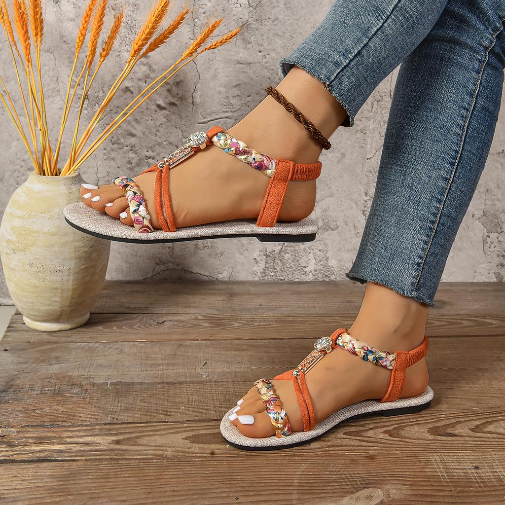 Fashion Summer Womens Low Wedge Sandals Spring And Summer Women'S Fashionable Flat Soled Hollow Open Toe Classic Sandalias De Mujer