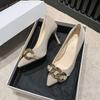 2024 Горячая Распродажа Женская Обувь Базовые Женские Туфли на Высоком Каблуке Модные Вечерние Туфли Женские Металлическая Отделка Слипоны Обувь с Острым Носком Женская