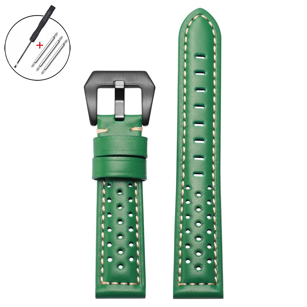Ремешки для часов из натуральной кожи ручной работы 20 мм 18/22/24/26 мм для Panerai для Omega Мягкий Мужской Винтажный Дышащий Браслет Ремень из Коровьей Кожи