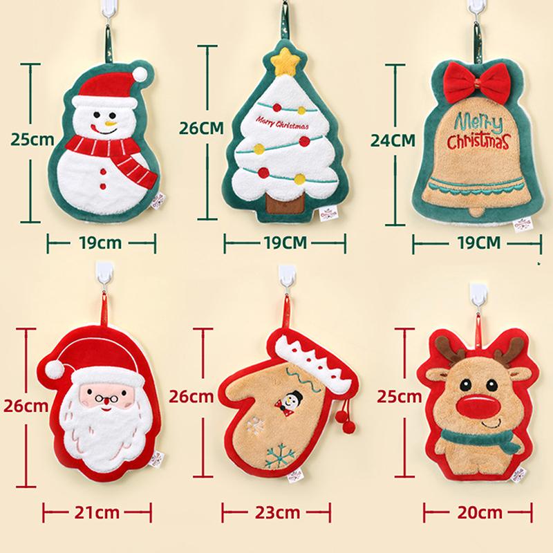 Christmas Hand Towel Cartoon Snowman Wipe Cloth Absorbent Kitchen Cleaning Rag Christmas Handkerchief Xmas Decor