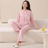 Couple pajamas pure cotton long-sleeved spring and autumn women's simple casual men's comfortable cardigan cotton loungewear set