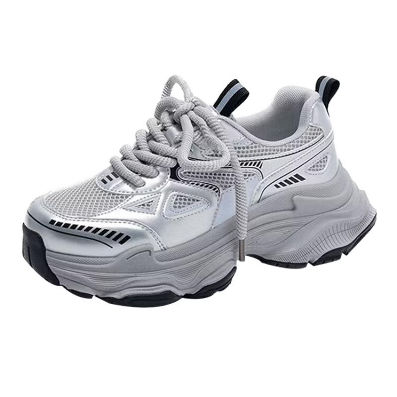 Popular Dad Shoes Women 2025 Spring and Summer New Thick-soled Heightened Mesh Breathable Versatile Lightweight Sports and Leisure Shoes