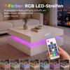 LED Coffee Table with Storage, 2-Tier Modern Centre Table with Open Shelf and Remote for Living Room, High Gloss White