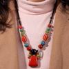 Ethnic Style Long Handmade Beaded Necklace Sweater Tourism Jewelry Necklace Colorful Ceramic Jewelry Stone Necklace