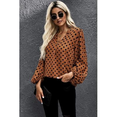 Tooxika Новая осенняя рубашка из шифона с принтом в горошек и рукавами-фонариками