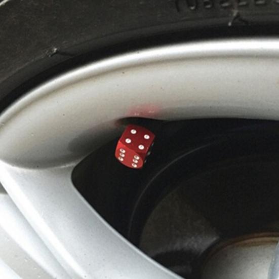 4Pcs Dice Shape Wheel Tyre Car Motorcycle Valve Air Stem Anti-dust Cover Caps