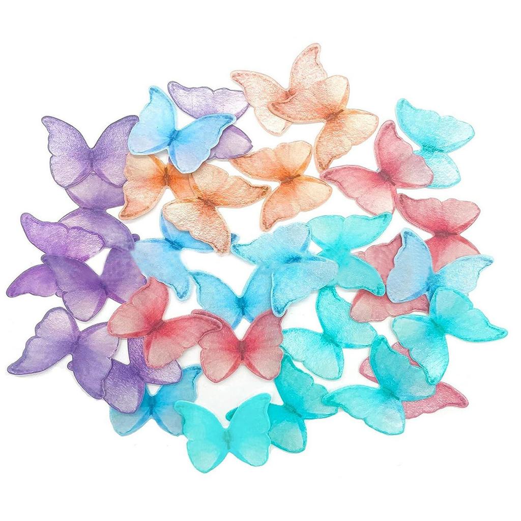 96Pcs Wafer Paper Butterfly Cupcake Toppers Colorful 3D Butterflies Cake Toppers For Wedding Birthday Party Cake Decorations