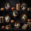 Reusable Magnetic Photo Frames Halloween Dark Style Refrigerator Magnet, Retro Gothic Oval Theme Room Accents Frame Decorative Sticker for Metal