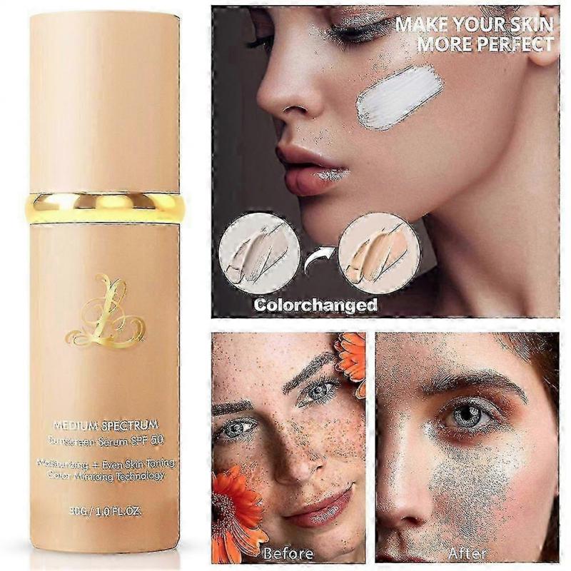1-3X 4-in-1 Color Changing Foundation with SPF 50+, Medium Spectrum Foundation Makeup, Full Coverage & Long Lasting