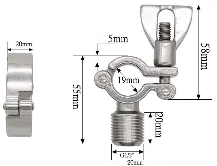 1/2" BSP Наружная Резьба X Fit 1/2" 3/4" 1" -12" Дюймов 12.7-305мм Диаметр Трубы Нержавеющая Сталь 304 Зажим-Кронштейн-Подвеска для Трубы Санитарный