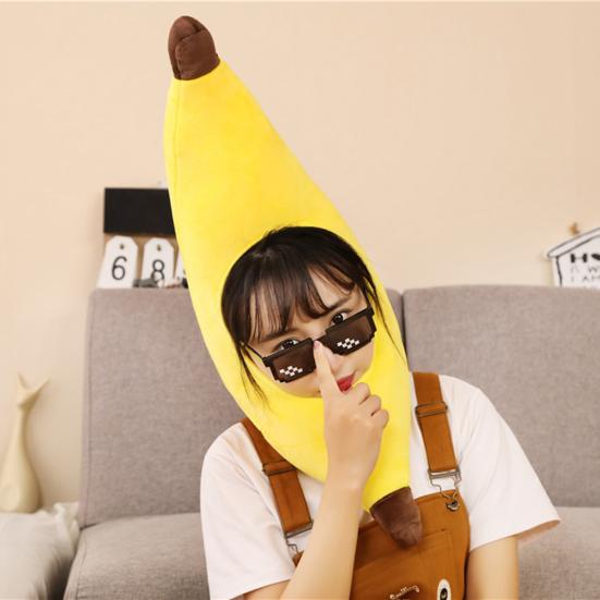 Забавный головной убор в виде банана, мягкие милые плюшевые шапки для переодевания, носимые реквизиты для фотосъемки, головные уборы, мультяшный фрукт, Хэллоуин, Рождество, аксессуары для косплея