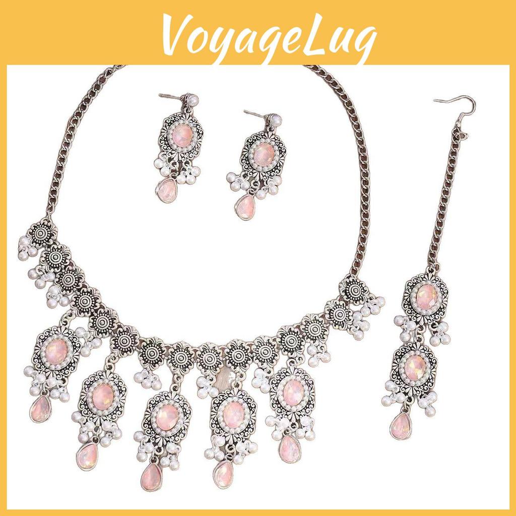 Luxury Water Drop Pendant Necklace With Pearl Tassel Earrings And Rhinestone Set For Women