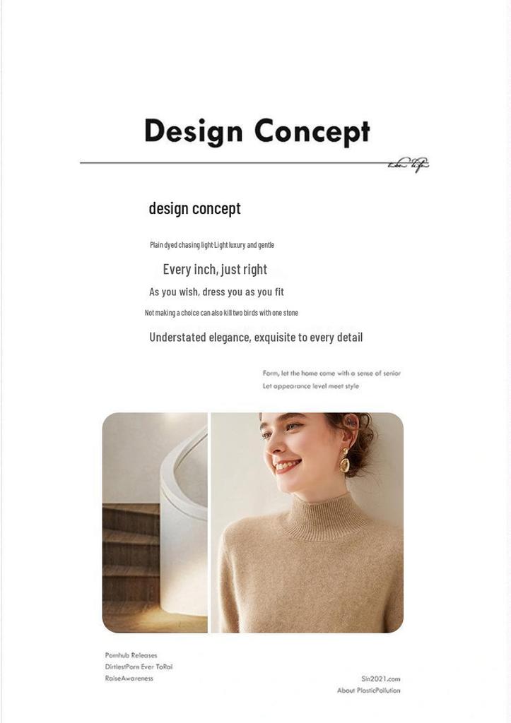 Autumn & Winter Women's Cashmere High-Neck Thick Knit Slim Pullover Sweater