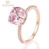 925 Sterling Silver Wedding Rings For Women Sparkling 10*10mm Pink High Carbon Diamond Sparkling Party Fine Jewelry