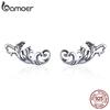 BAMOER Vintage 925 Sterling Silver Retro European Stud Earrings Twisted Line Women Earrings