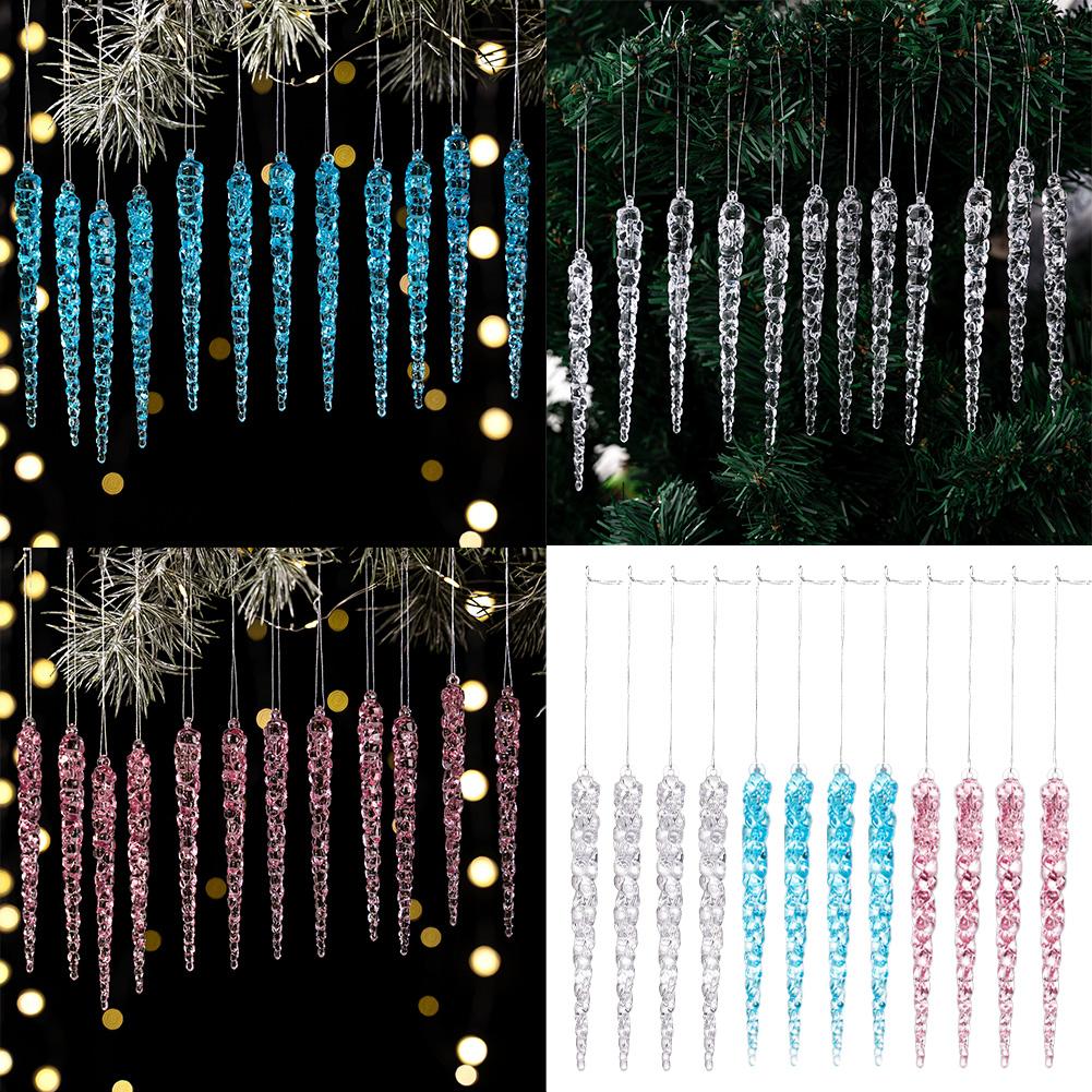 12 шт. Кристально чистые елочные украшения, имитация сосулек, подвесные украшения для елки Для праздничного и зимнего декора вечеринки
