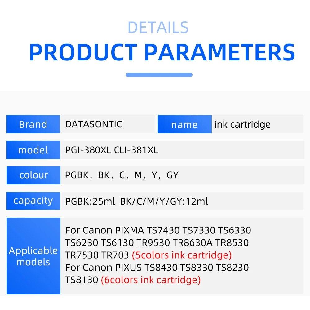 Новый картридж PGI-380 CLI-381 для принтера Canon PIXMA TS7430 TS7330 TS6330 TS6230 TS6130 TR9530 TR8630A TR8530 TR7530 TR703