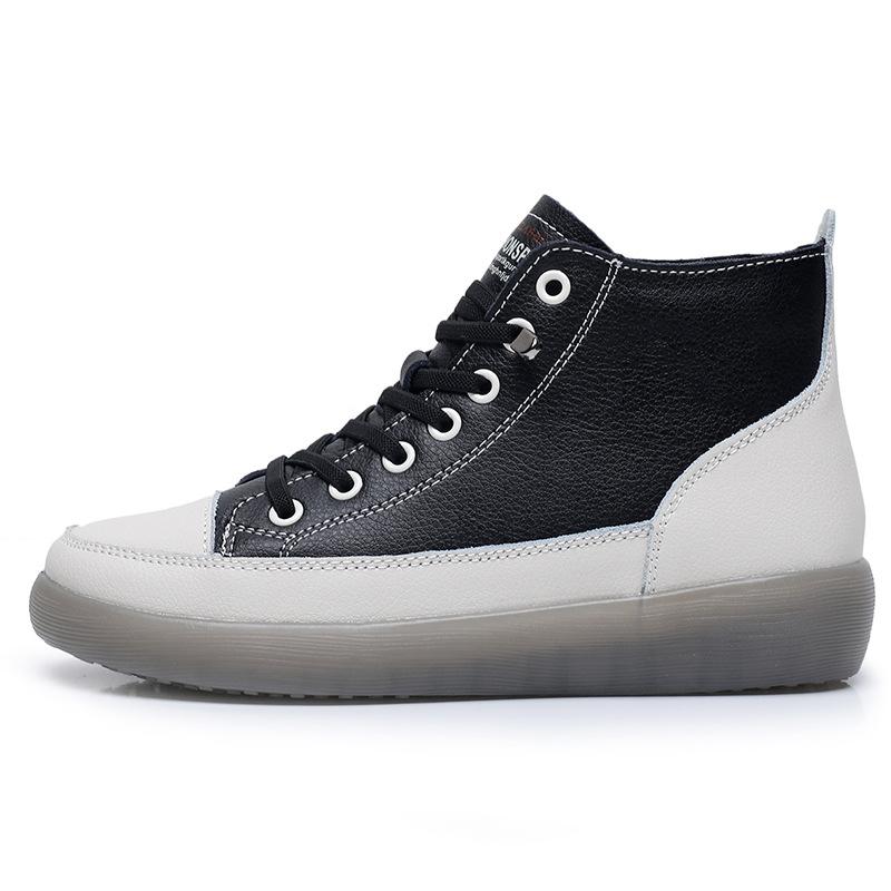 New Women Genuine Leather Sneakers Spring High-top Casual Shoes Autumn First Layer Cowhide Ladies High Top Vulcanized Shoes