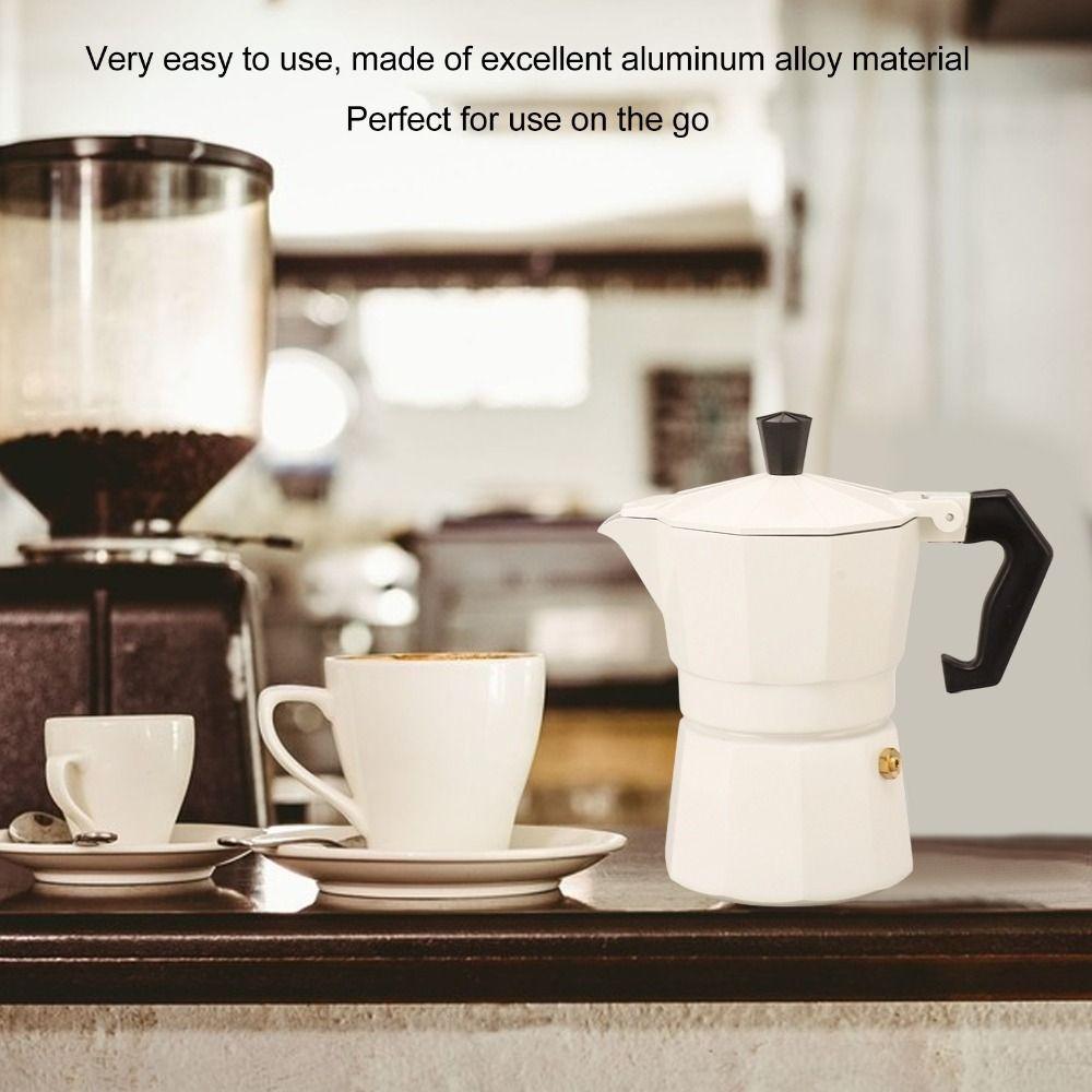 White Color Stovetop Moka Pot Aluminum Alloy Italian Coffee Maker Moka Coffee Maker Home Use
