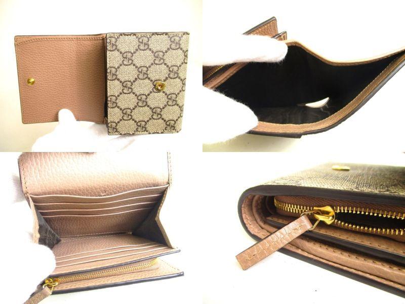 Authentic GUCCI Double G Dusty Pink Leather Bifold Wallet Compact Wallet #a188 Refurbished