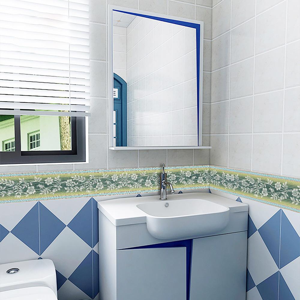 10 см * 240 см самоклеящаяся зеленая линия талии, декоративная полоса, плинтус для ванной комнаты, напольная плитка, водонепроницаемая наклейка на стену