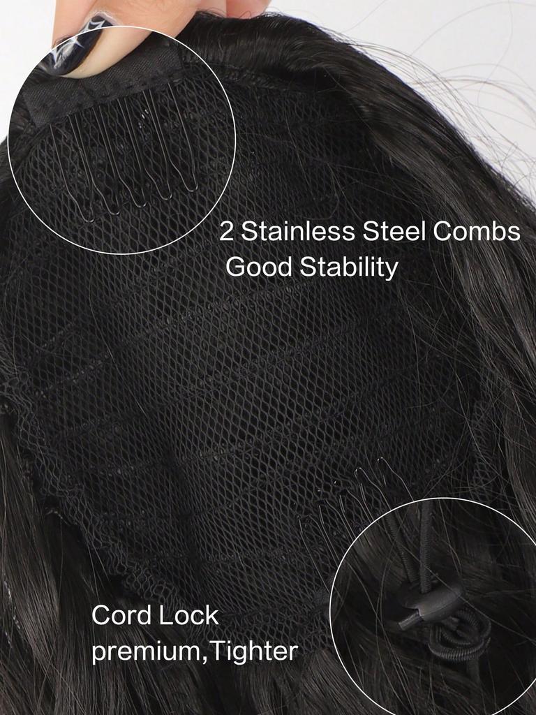 Ponytail Extension Synthetic Drawstring Ponytail For Women 14 Inch Short Wavy Fake Pony Tail Hair Piece For Daily Use