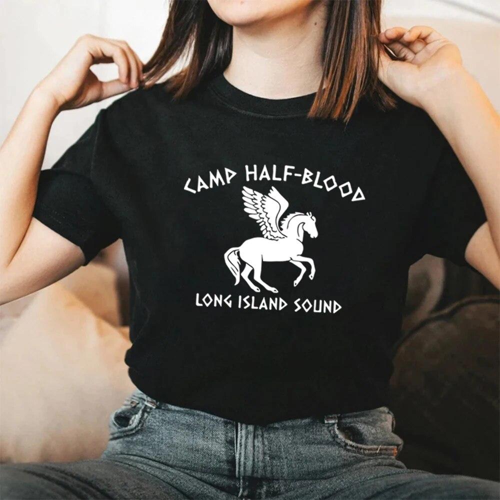 Женские футболки Camp Half Blood, винтажная одежда, футболки с Перси Джексоном, футболка с короткими рукавами и графическим рисунком, уличная одежда, женский топ, волшебный подарок