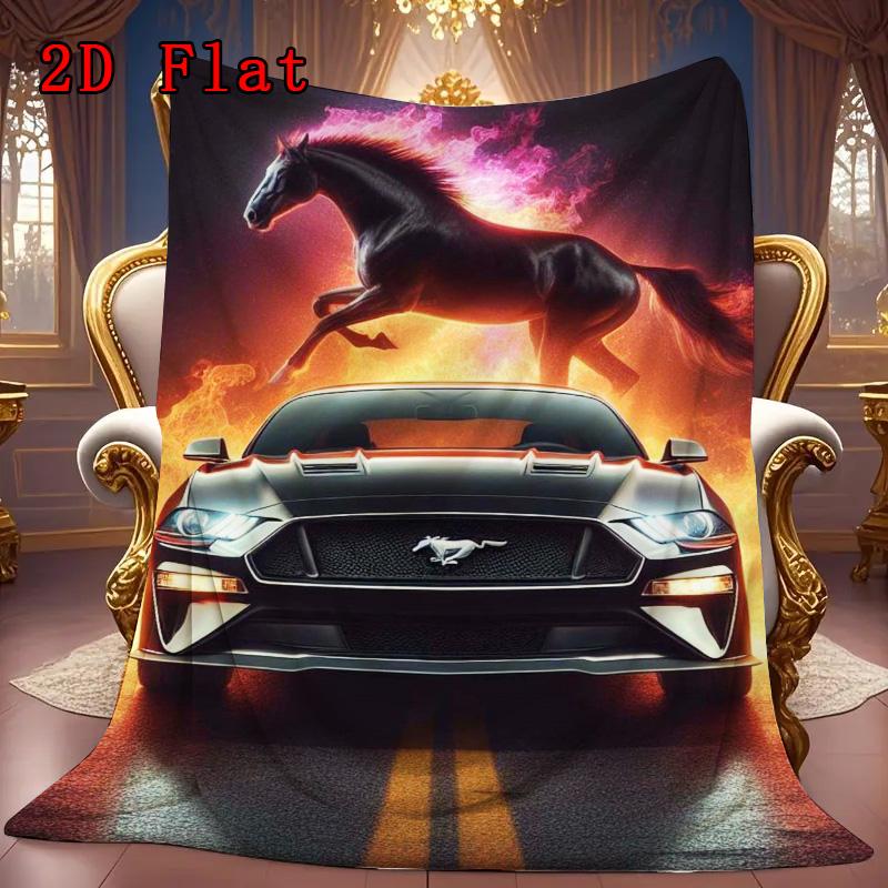 Mustang 2D Flat Pattern Flannel Blanket High quality All Seasons Warmth and Comfort Perfect for Christmas Gifts.MMT0918469